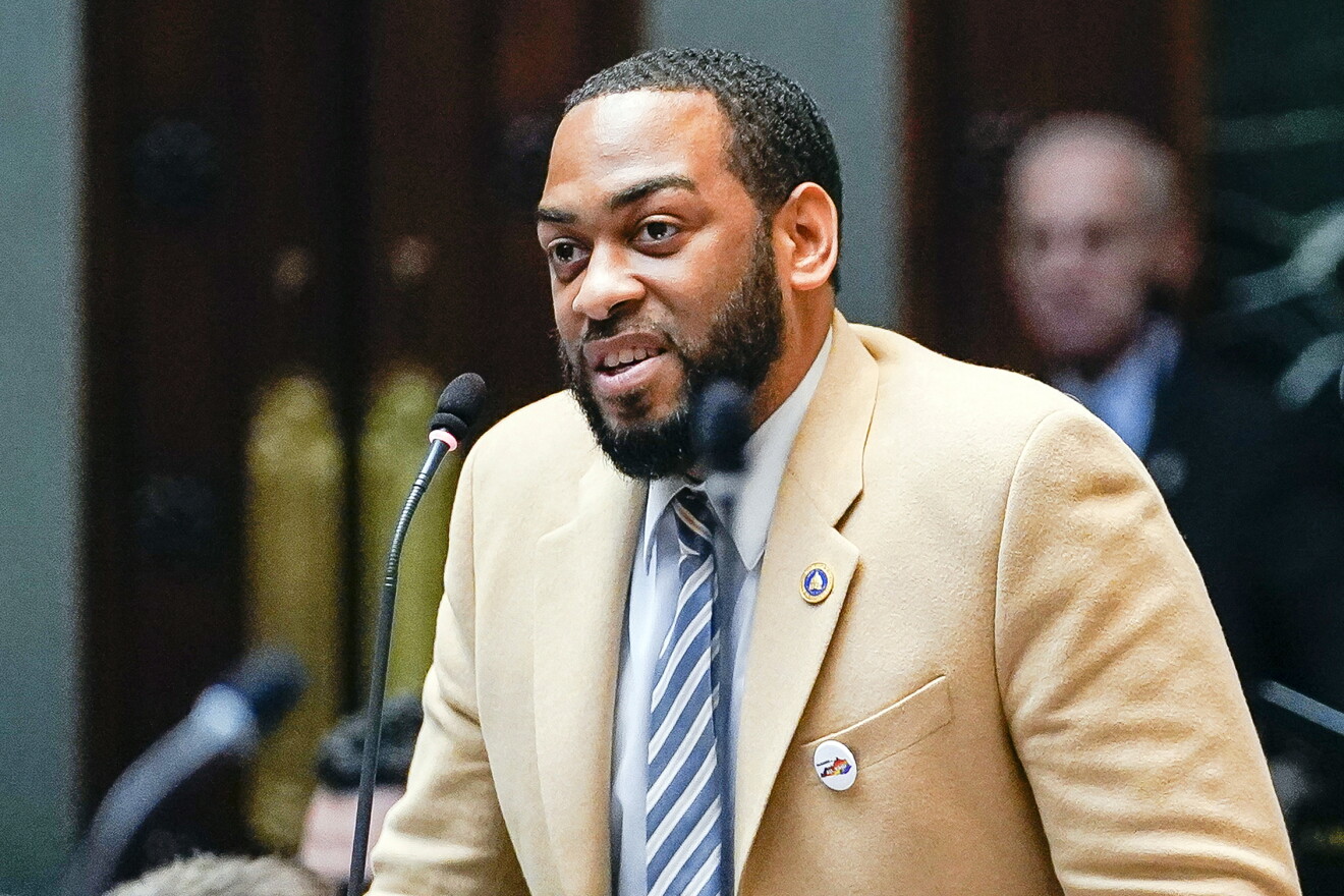 Rep. Charles Booker on the floor of the House of Representatives in the State Capitol in Frankfort, Ky., on Feb. 19, 2020.
